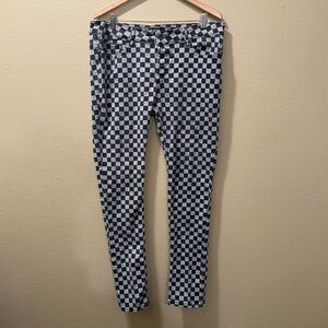 Men’s 36x32 Social Collision Black Gray Checkered Rude Fit Skinny Jeans Pants